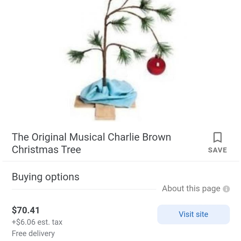 Charlie brown Christmas tree NIB